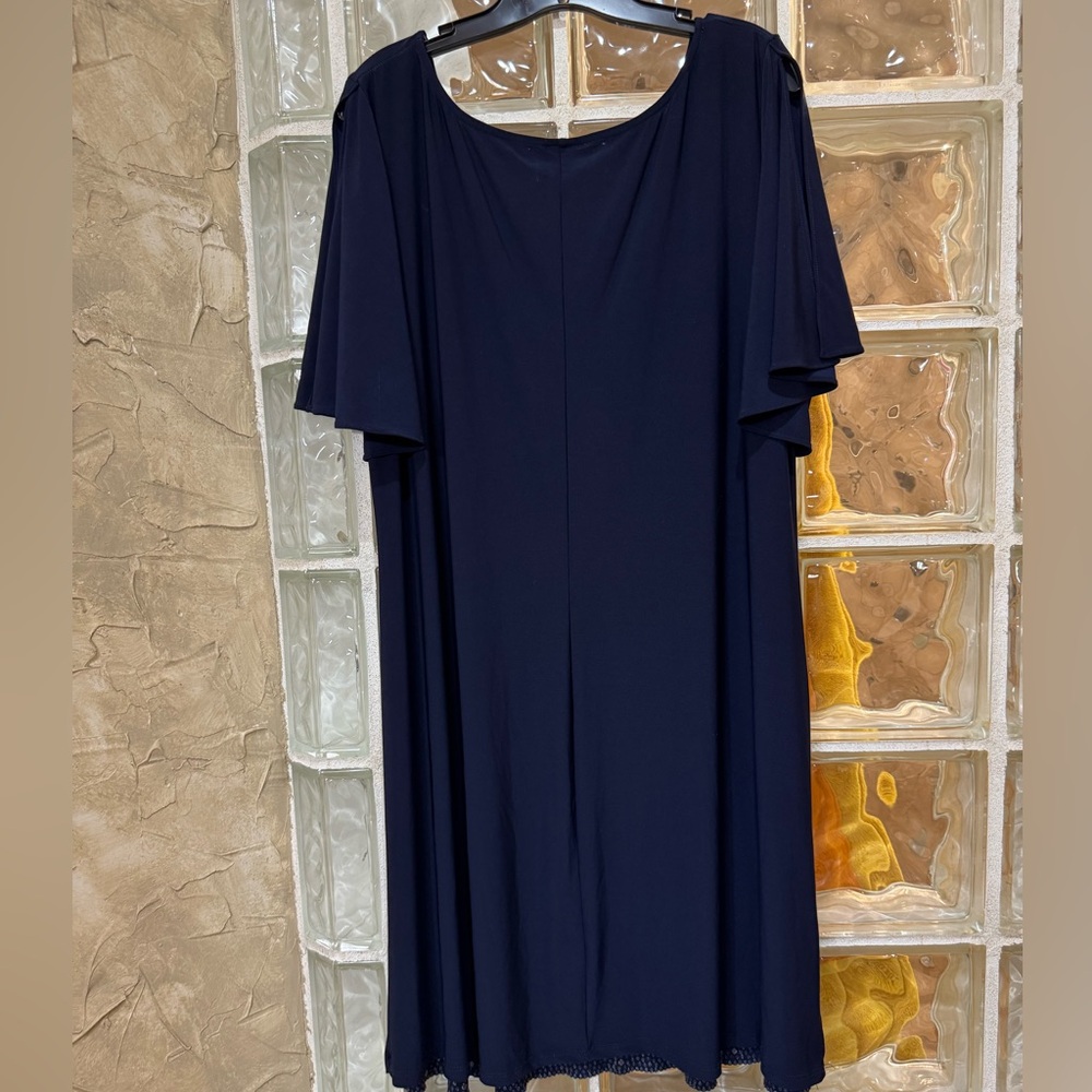 MSK Blue and Silver Midi Dress with Embellished Hem - Picture 2 of 6